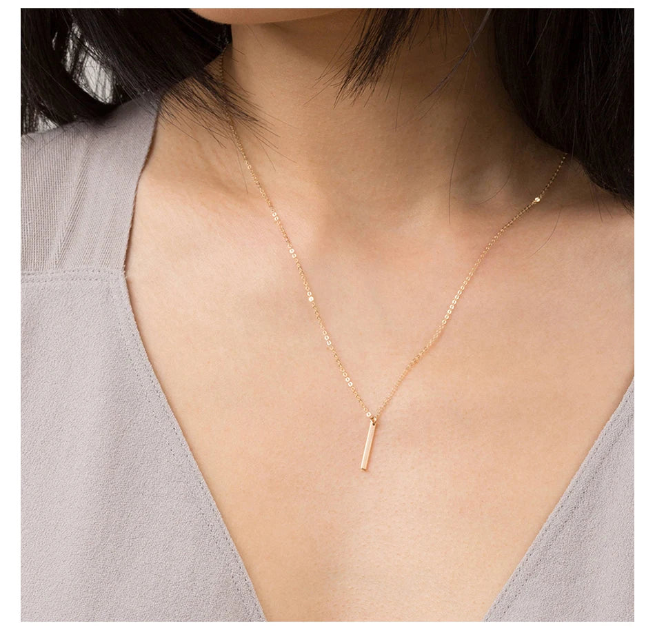 Aurelia Minimalist Gold Bar Pendant Necklace