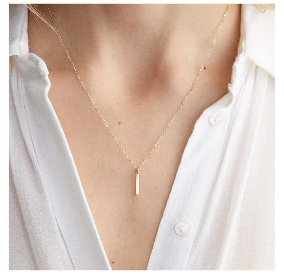 Aurelia Minimalist Gold Bar Pendant Necklace