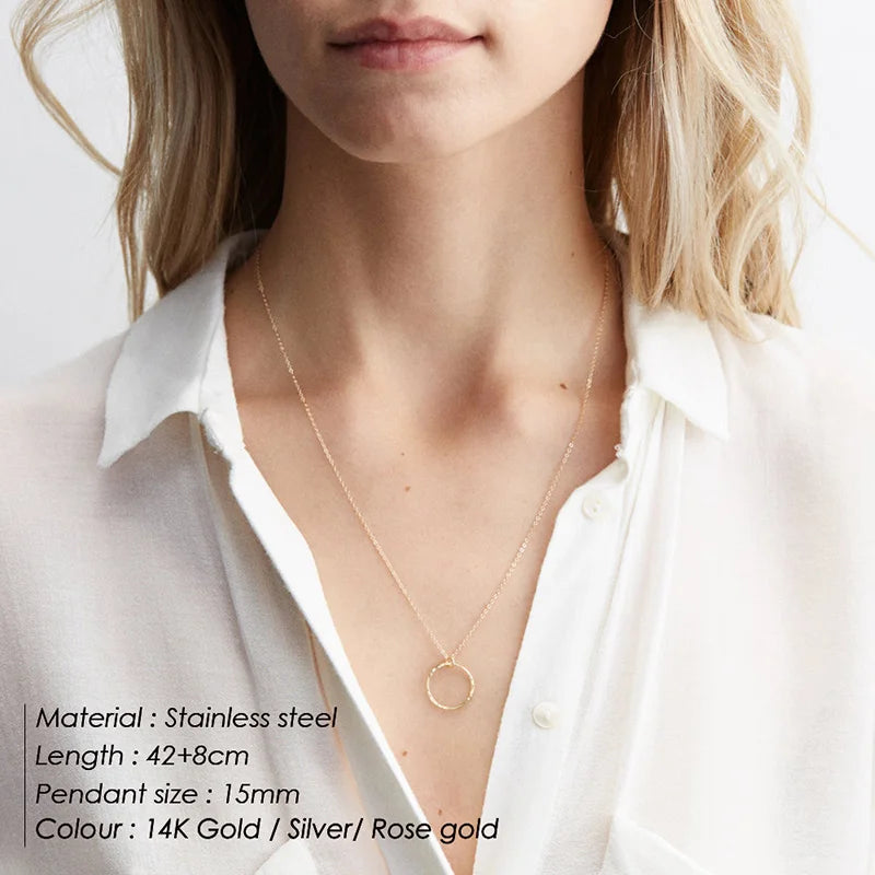 Eterna Orbit Hammered Circle Pendant Necklace