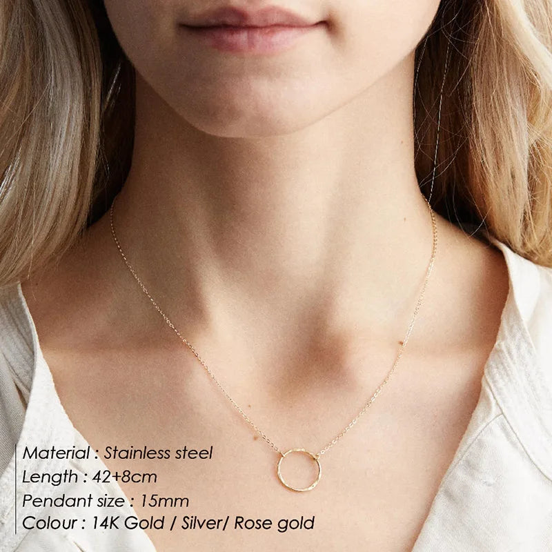 Eterna Orbit Hammered Circle Pendant Necklace