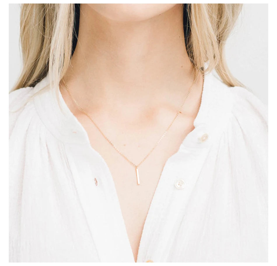 Aurelia Minimalist Gold Bar Pendant Necklace