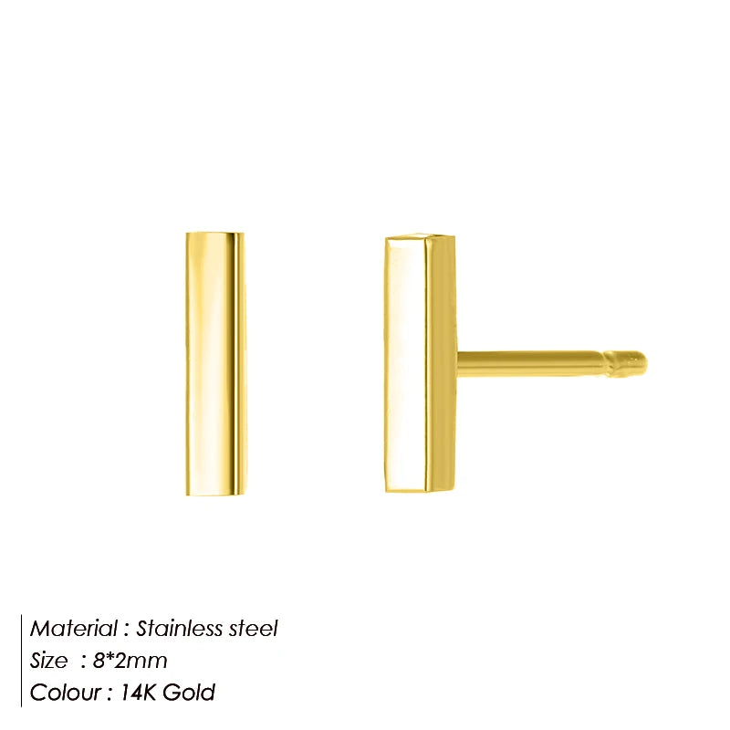 Eterna Line Minimalist Bar Stud Earrings