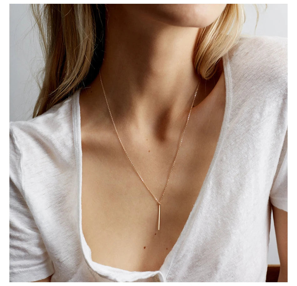 Eterna Grace Vertical Bar Pendant Necklace