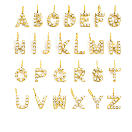 Pearl-Inlaid Alphabet Initial Charms