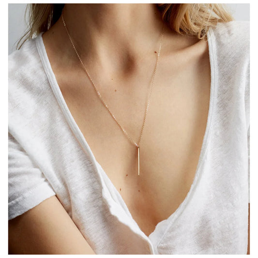 Aurelia Minimalist Gold Bar Pendant Necklace