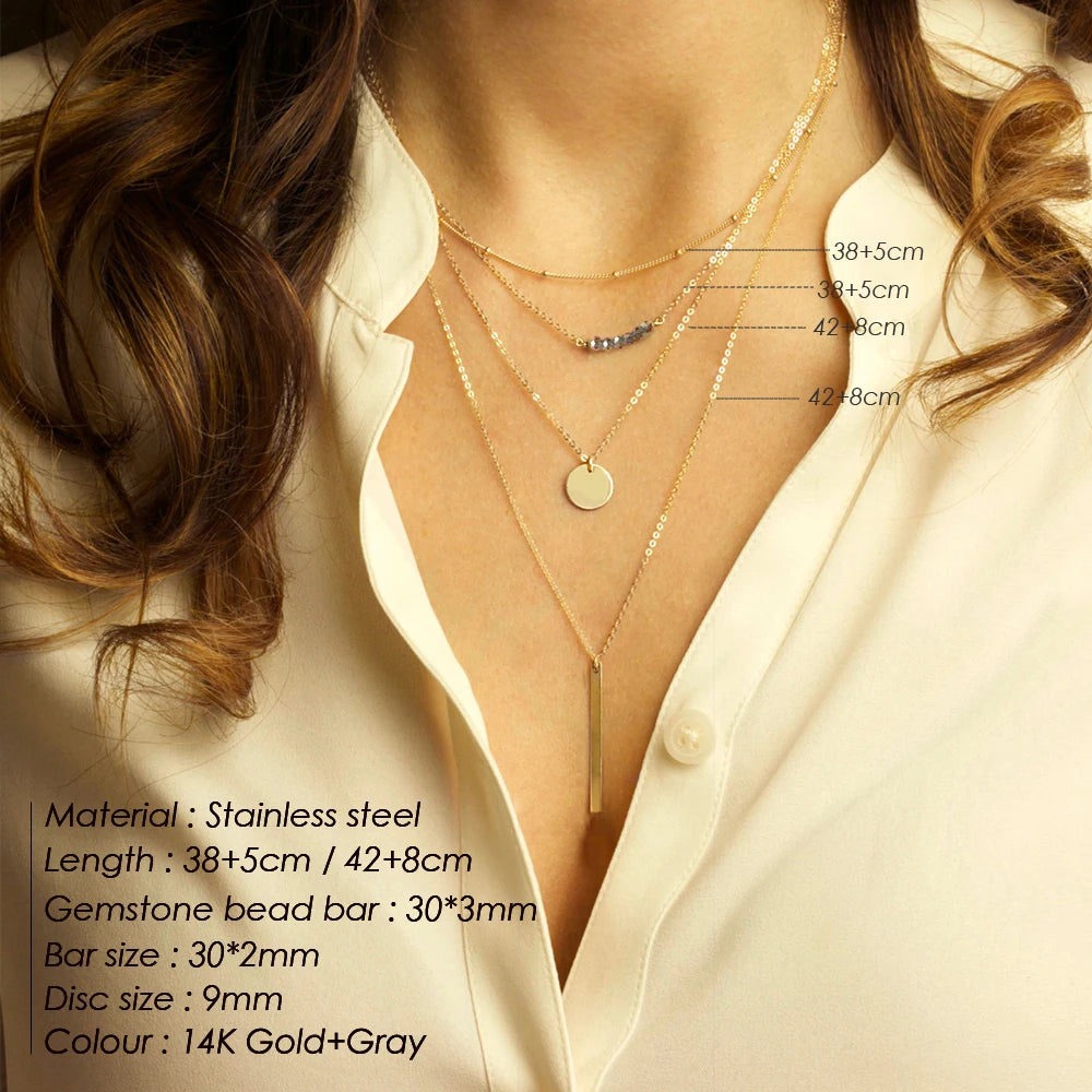 Layered Pearl & Disc Pendant Necklace