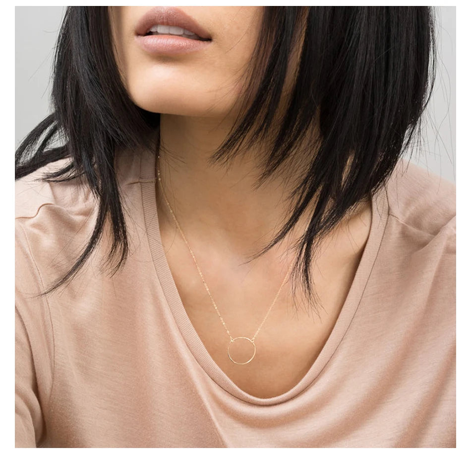 Eterna Orbit Hammered Circle Pendant Necklace