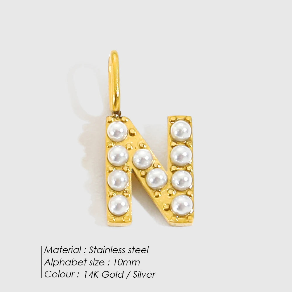 Pearl-Inlaid Alphabet Initial Charms