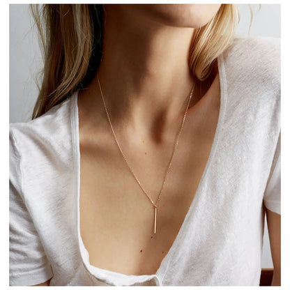 Aurelia Minimalist Gold Bar Pendant Necklace