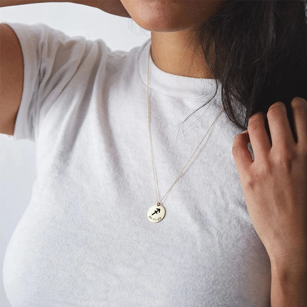 Celestial Essence: Personalized Zodiac Necklace – 14K Gold