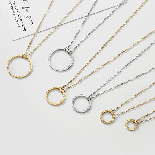 Eterna Orbit Hammered Circle Pendant Necklace