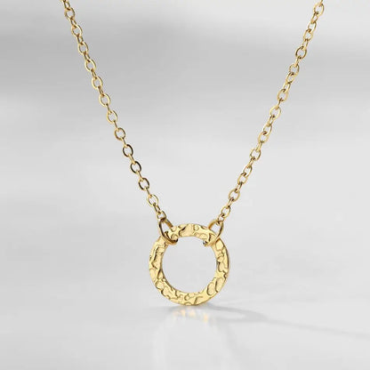 Eterna Orbit Hammered Circle Pendant Necklace