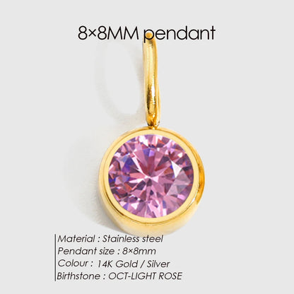 Birthstone Pendant Charms – Personalized Crystal Zirconia