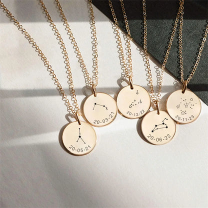 Celestial Essence: Personalized Zodiac Necklace – 14K Gold