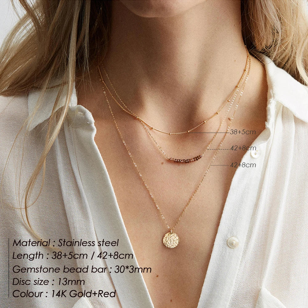 Layered Pearl & Disc Pendant Necklace