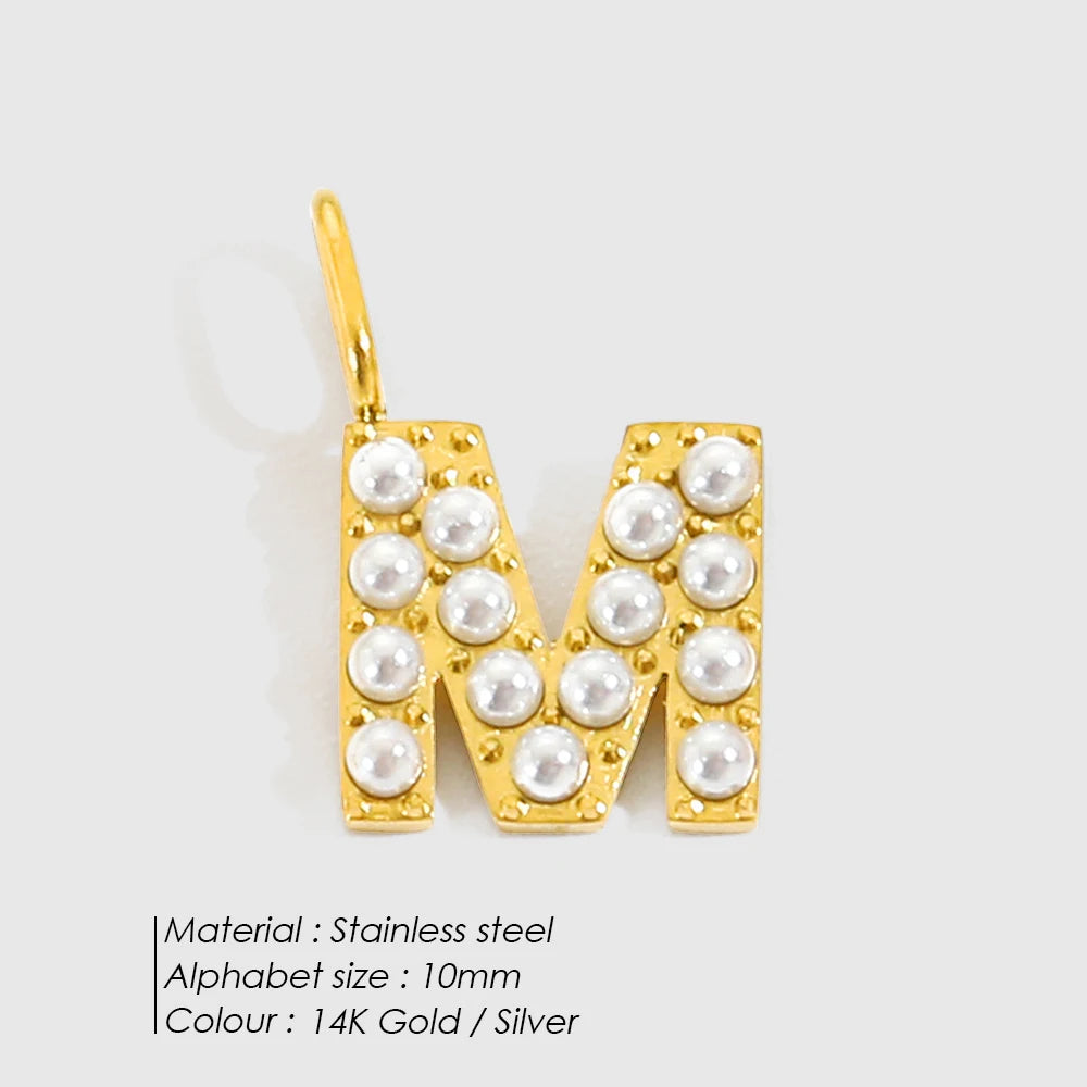 Pearl-Inlaid Alphabet Initial Charms