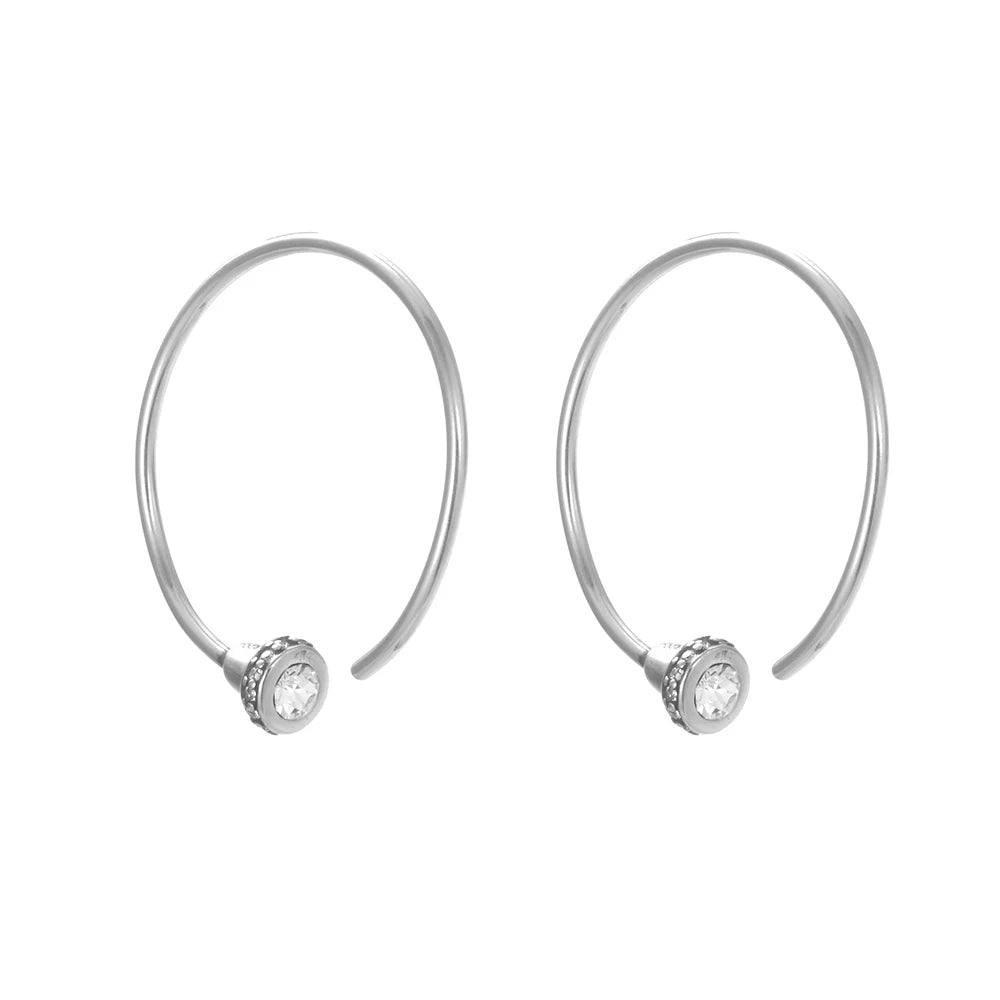 Eterna Halo Open Hoop Crystal Earrings