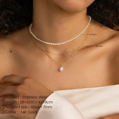 Layered Pearl & Disc Pendant Necklace