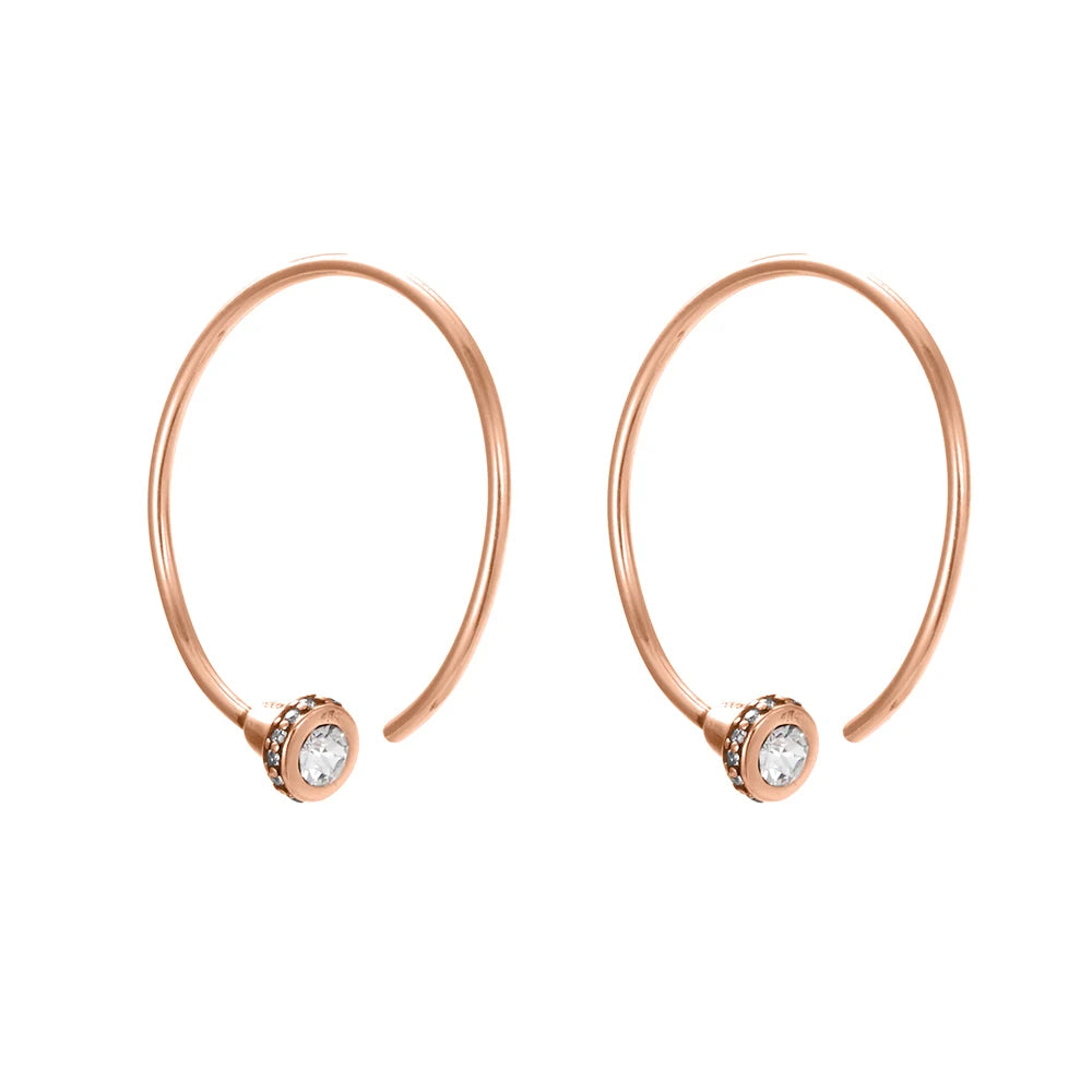 Eterna Halo Open Hoop Crystal Earrings