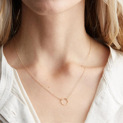 Eterna Orbit Hammered Circle Pendant Necklace