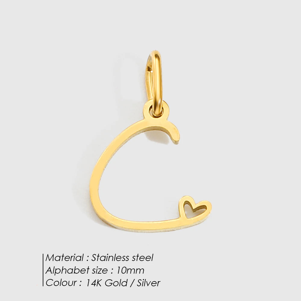 Personalized Heart Artistic Alphabet Charm