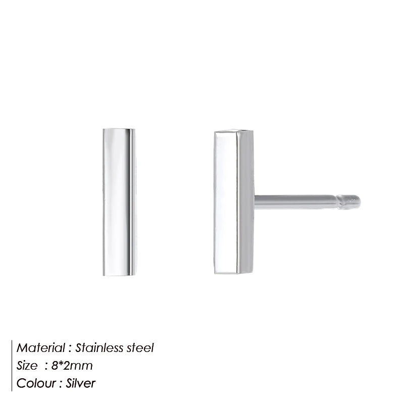 Eterna Line Minimalist Bar Stud Earrings