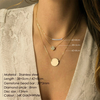 Layered Pearl & Disc Pendant Necklace