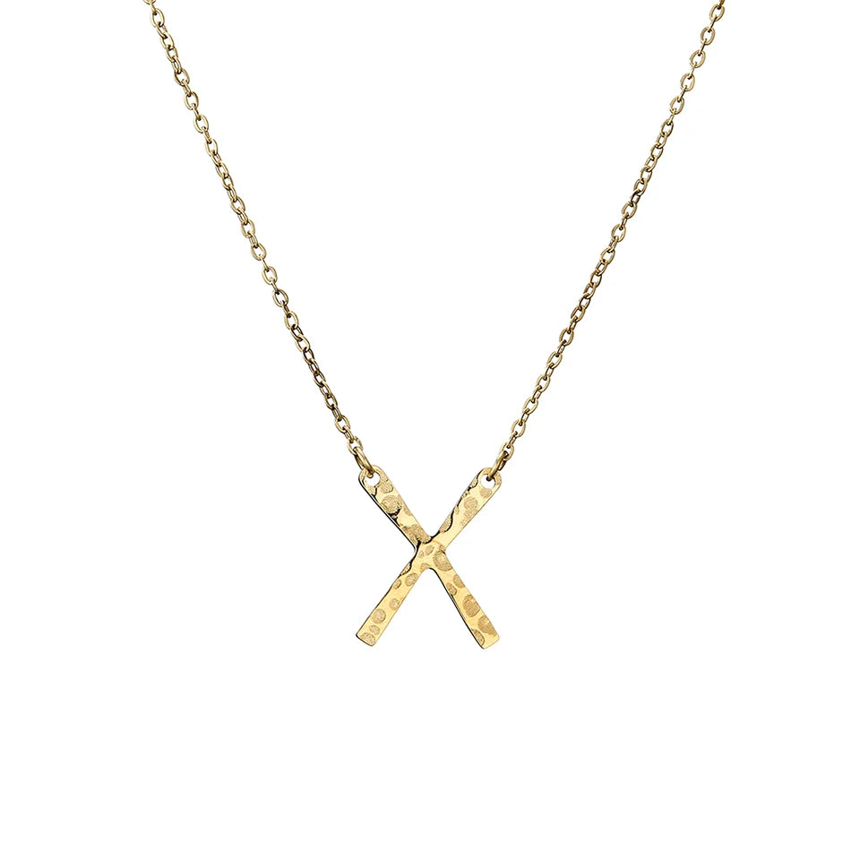 Hammered X Pendant Necklace