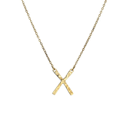 Hammered X Pendant Necklace