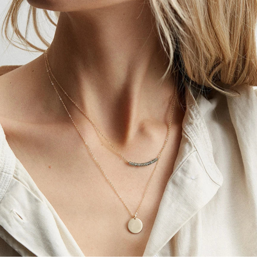 Layered Pearl & Disc Pendant Necklace