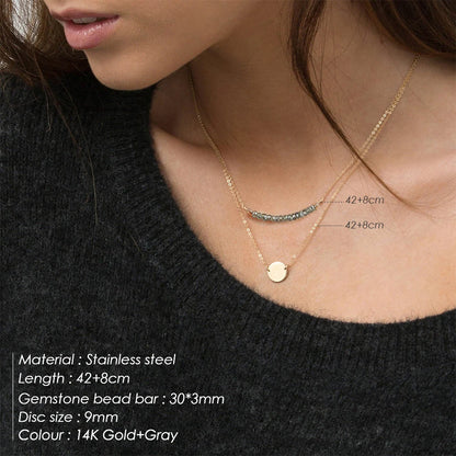 Layered Pearl & Disc Pendant Necklace