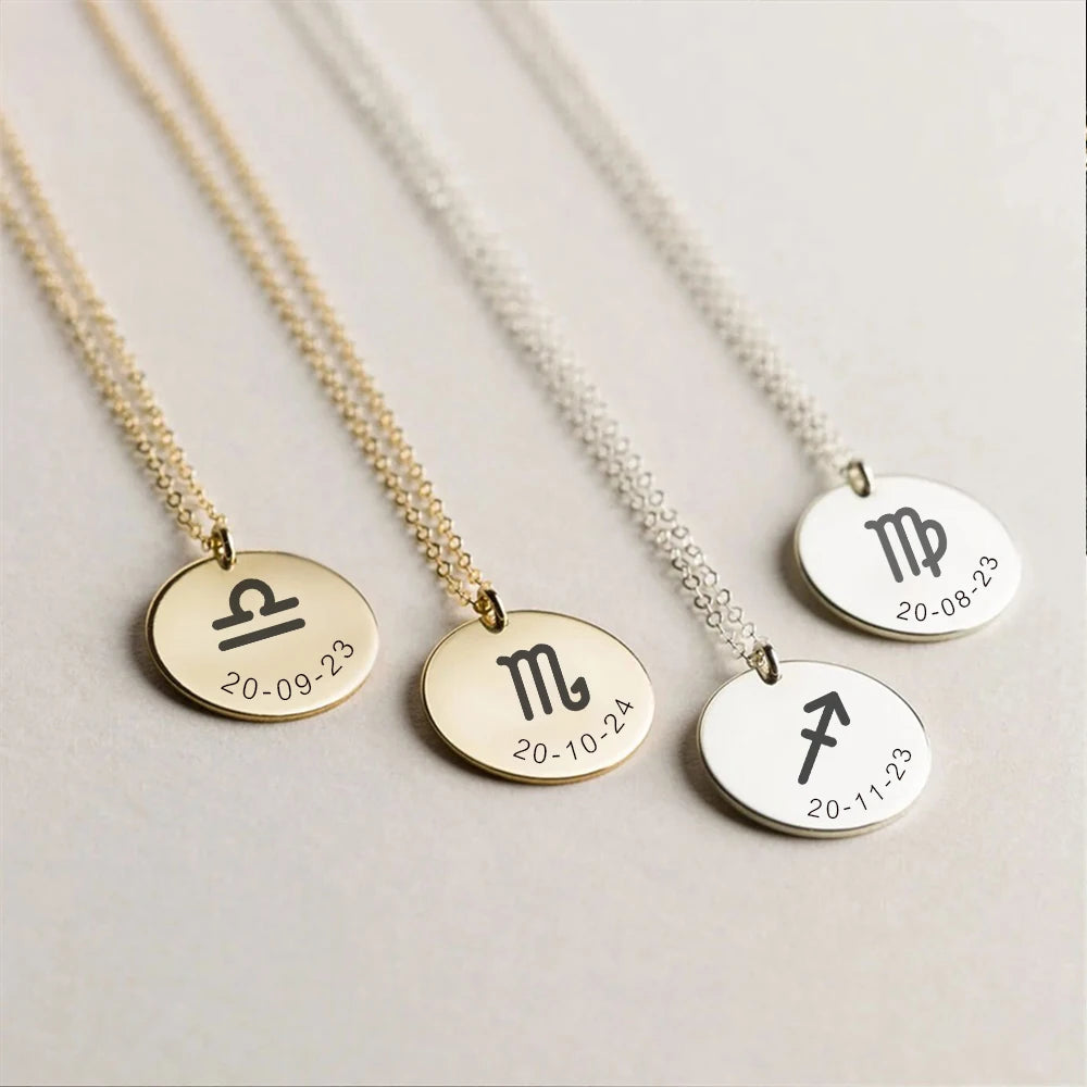 Celestial Essence: Personalized Zodiac Necklace – 14K Gold