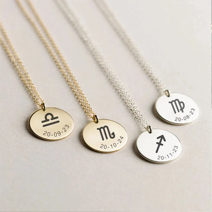 Celestial Essence: Personalized Zodiac Necklace – 14K Gold