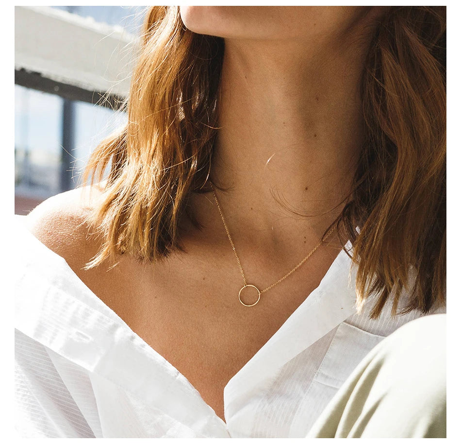 Eterna Orbit Hammered Circle Pendant Necklace