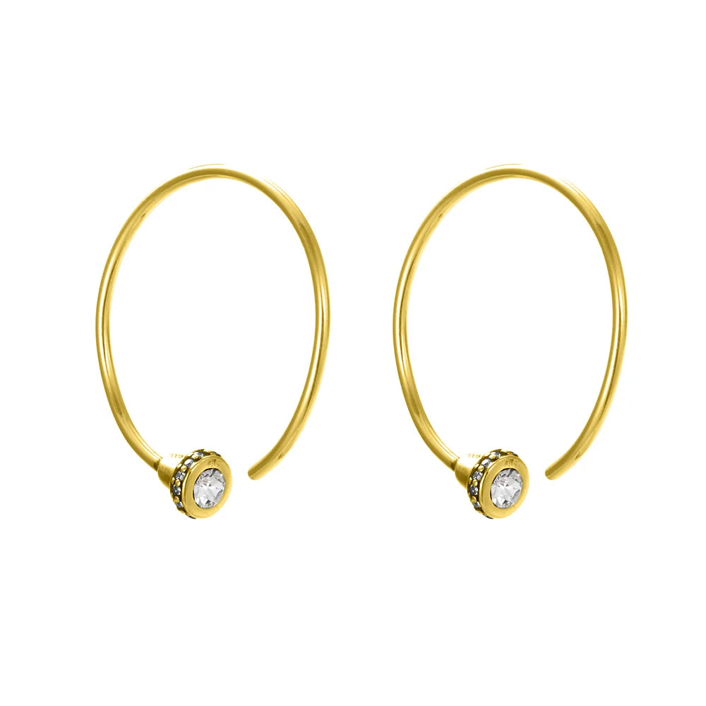 Eterna Halo Open Hoop Crystal Earrings