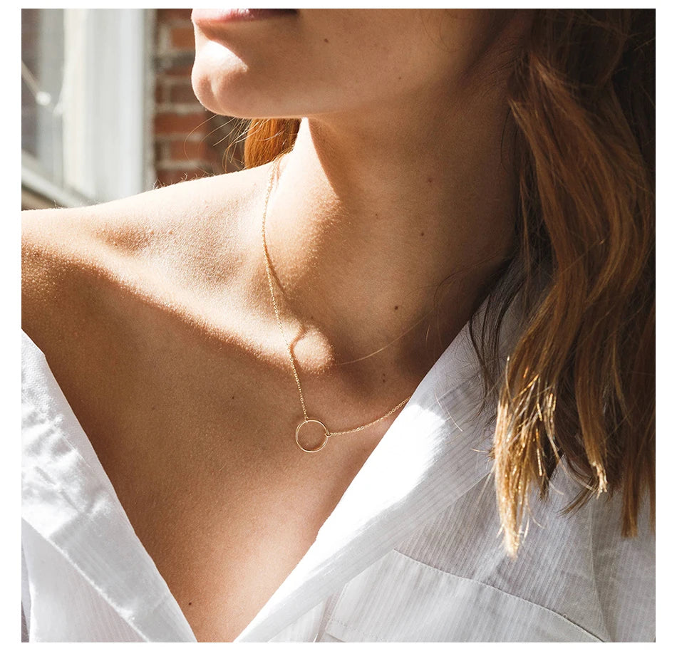 Eterna Orbit Hammered Circle Pendant Necklace